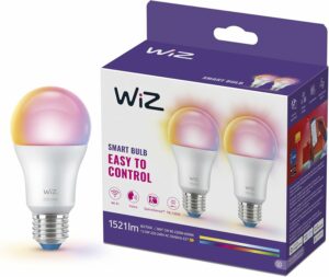 WiZ Smart Bulb A60 E27 - 9290045833W et Télécommande WIZ Smart Button - AMPOULE LED RGB