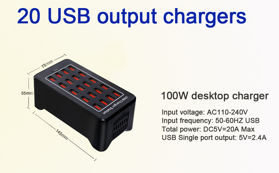 Station de Charge USB 20 Ports 100W – Image 5