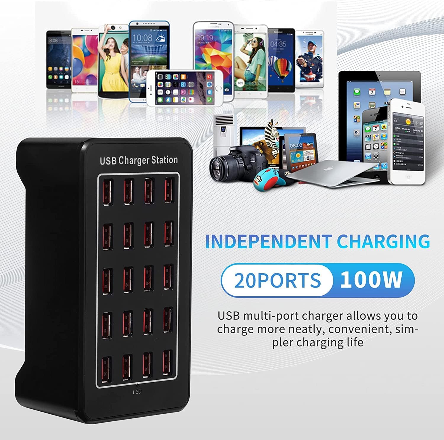 Station de Charge USB 20 Ports 100W – Image 6