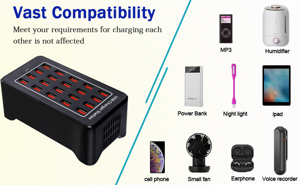 Station de Charge USB 20 Ports 100W – Image 3